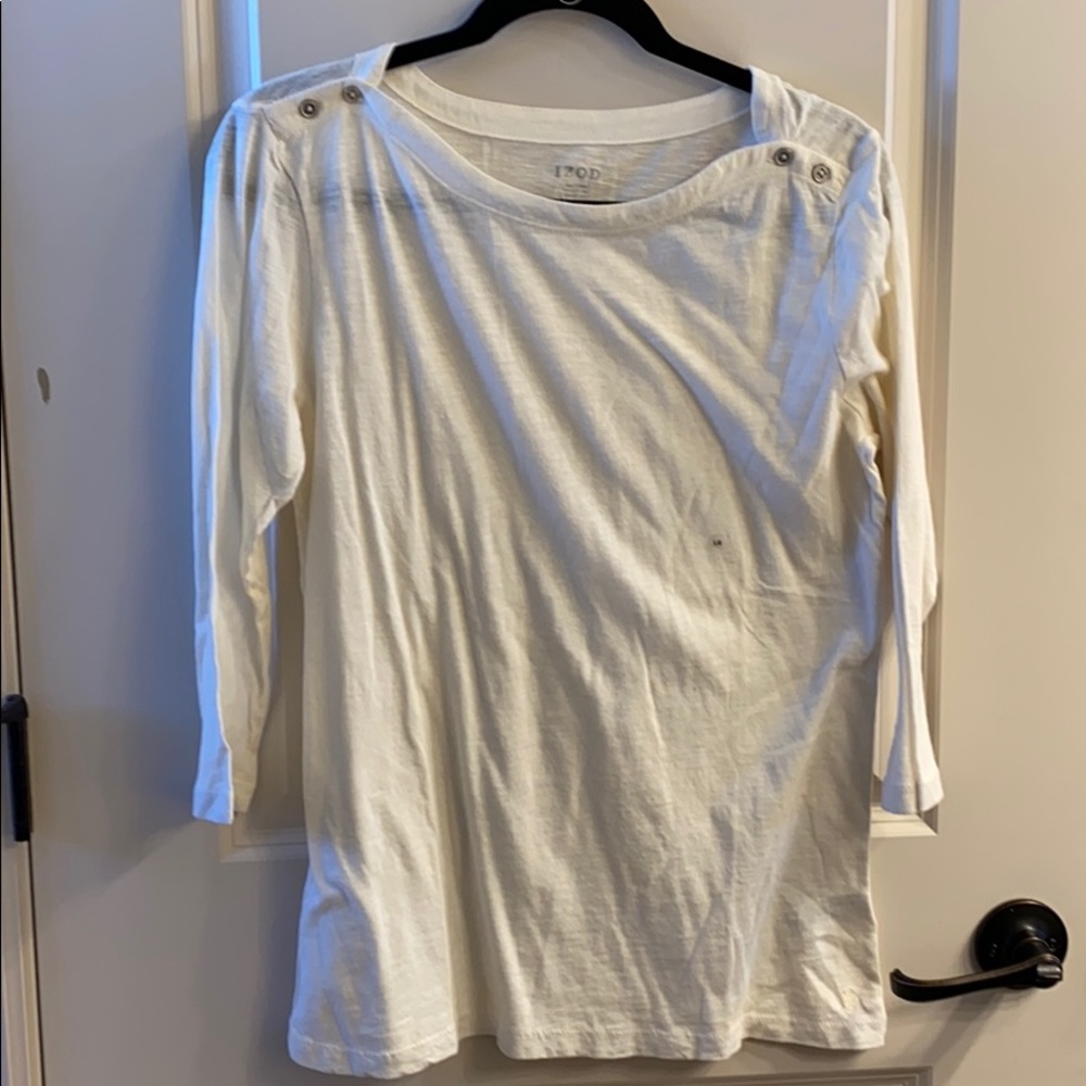 NWTs Cotton Izod 3/4 shirt Cream Sz L